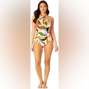 Anne Cole Women's Ring High Neck Halter One Piece Swimsuit